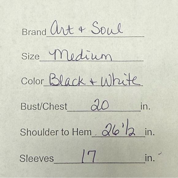 Art and Soul Black White Floral Lace Print Peasant Blouse Women’s M 3/4 Sleeve C - Picture 7 of 7